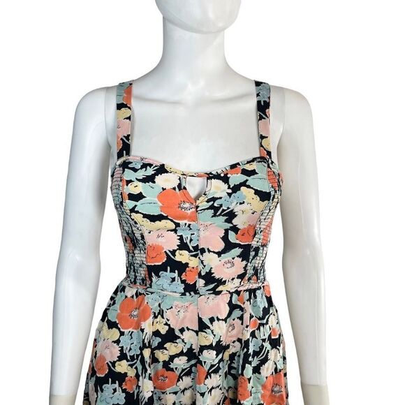 Kimchi Blue Women’s Medium Hawaiian Print Floral Ruched Mini Dress Sleeveless - Picture 3 of 11